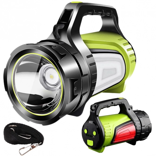 Genopladelig LED lommelygte med powerbank til camping