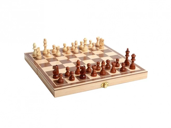 Træspil sæt 3i1: Skak, Dame og Backgammon