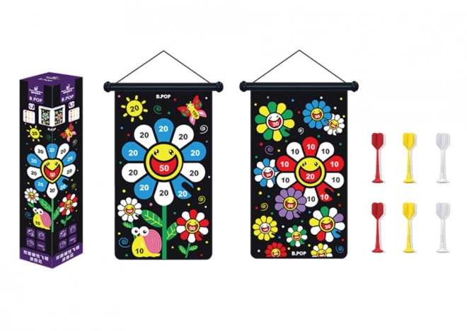 Magnetisk skydeskive, dobbeltsidet med pile - farverig blomst