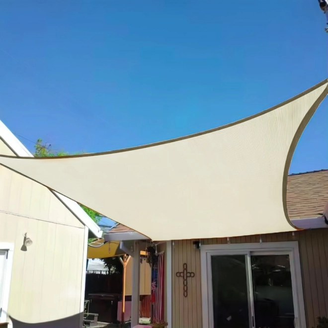 Rektangulær solsejl 5x5 m, vandtæt beskyttelse, beige