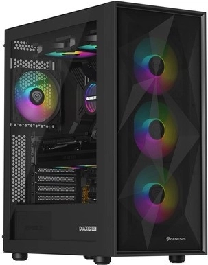 computer kabinet genesis diaxid 605 argb midi tower usb-c sort
