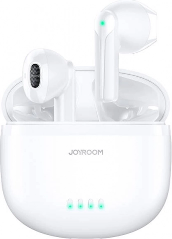 Joyroom trådløse in‑ear høretelefoner med 4 mikrofoner og støjreduktion, hvid