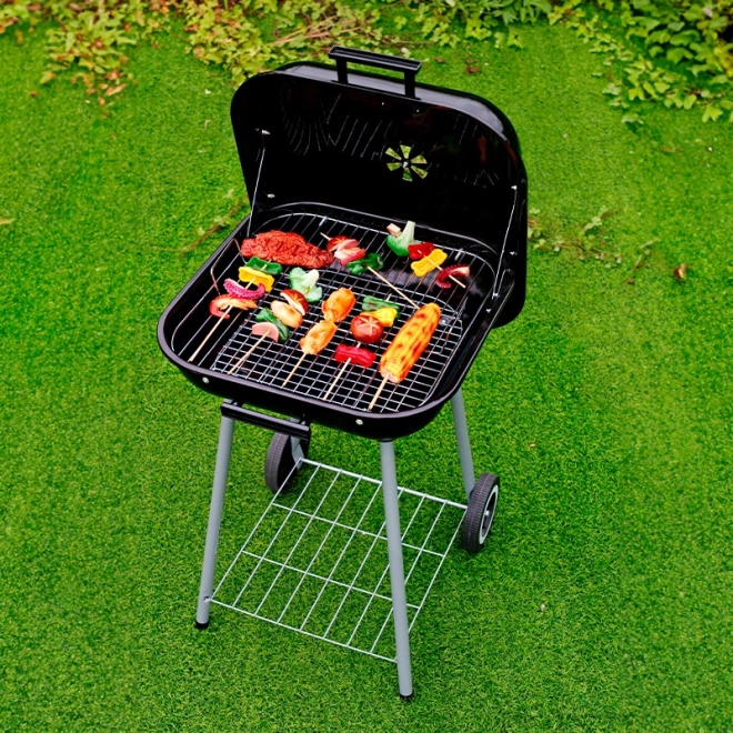 Havegrill med vippelåg + hjul