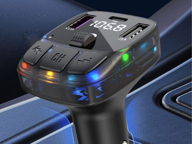 Multifunktionel bil FM-transmitter med hurtig opladning