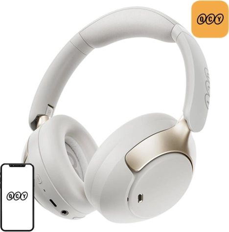 qcy h3 pro trådløse over-ear hovedtelefoner med anc – hvid