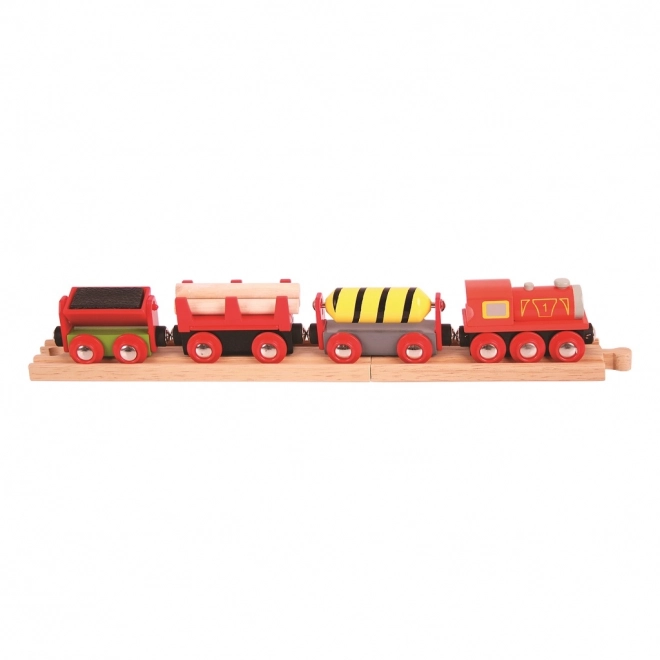 Bigjigs Rail Lasttog Rød + 3 skinner