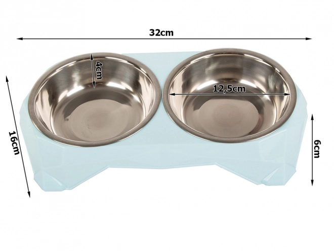 Dobbelt skål til hunde og katte 350 ml x 2