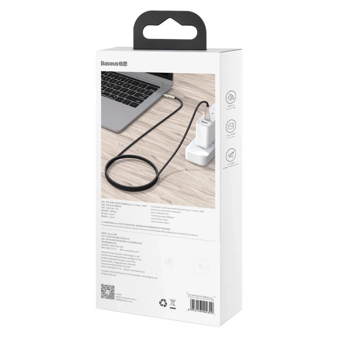 USB-C kabel Baseus 100W, 1m, sort