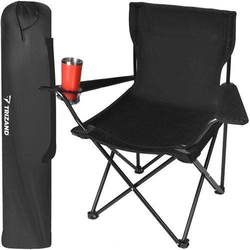 Fiskeri / camping sammenklappelig stol / lænestol - sort