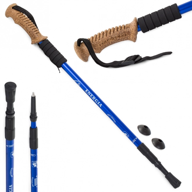 Vandrestave Nordic Walking korkstave - 1 styk – Modré