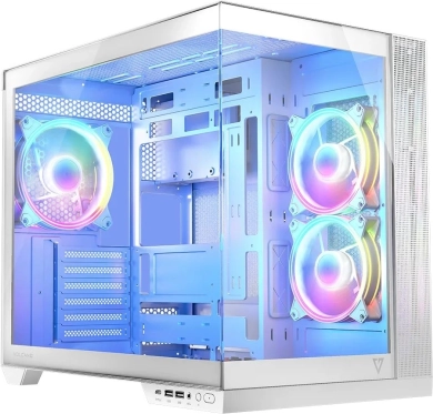 Hvid computerkabinet Volcano Panorama APEX ARGB 3F MIDI