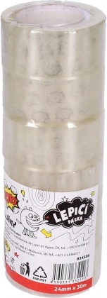 Gennemsigtig tape 24 mm x 30 m - 6 stk.