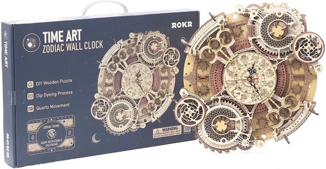 RoboTime 3D træ mekaniske puslespil Ur med kalender