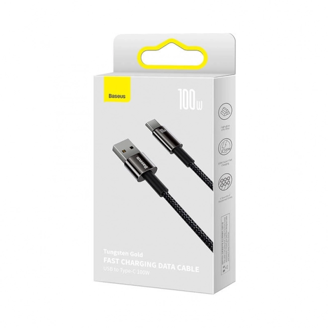 Kabel Baseus Tungsten Gold USB til USB-C, 100 W, 2 m sort