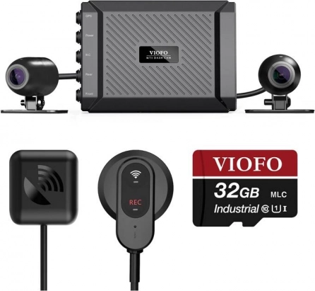 Motorcykelkamera VIOFO MT1 med Wi‑Fi og GPS (dobbelt 1080p)