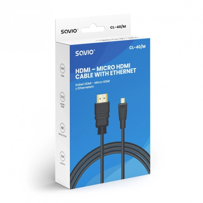 HDMI Kabel (M) - micro HDMI (M) med Ethernet, 2 m, CL-40/M