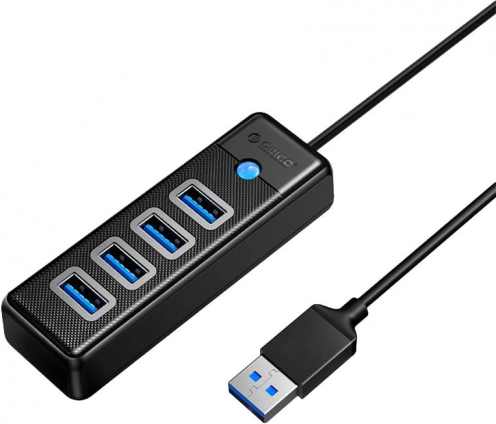Orico USB-hub 4× USB 3.0, 5 Gbps, kabel 0,15 m, sort