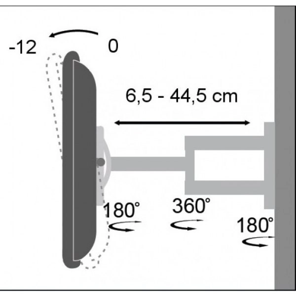 Vægmonteret holder til LCD/LED 19-37 tommer, dobbelt arm, justerbar, hvid