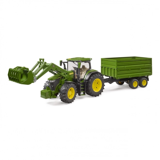 Traktor John Deere 7R med frontlæsser og trailer