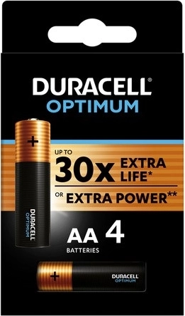 Alkaliske AA LR6 Optimum-batterier, pakke med 4 stk.