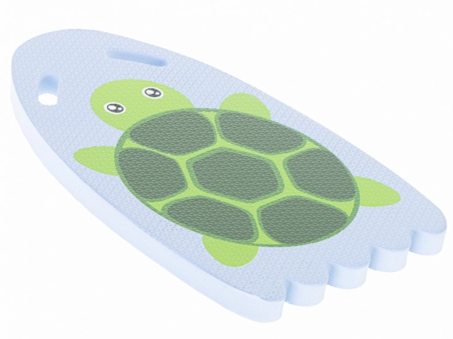 Tavle med svømmeinstruktioner for skildpadde i poolen