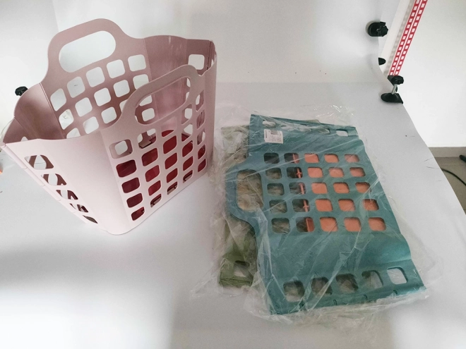 Foldbar plastvasketøjskurv