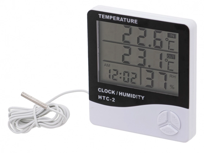 5-i-1 termometer, hygrometer og ur HTC