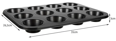 Teflon bageform til muffins med 12 silikoneforme