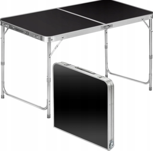 Sammenklappeligt campingbord med justerbar højde 120x60 cm sort