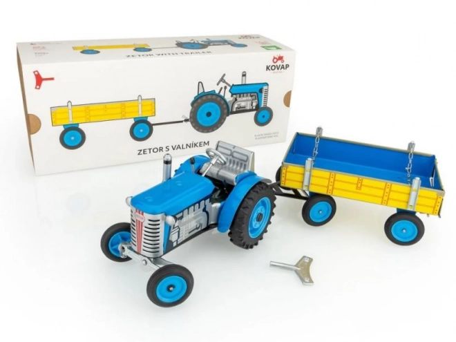 Traktor Zetor med anhænger rød på nøgle metal 28cm Kovap i æske