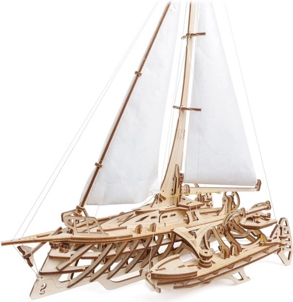 Ugears 3D træ mekanisk sejlbåd Merihobus – trimaran