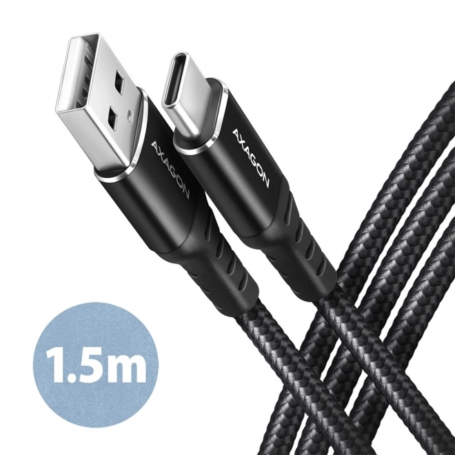 USB-C - USB-A Kabel Axagon 1.5m, aluminium, nylonbetræk
