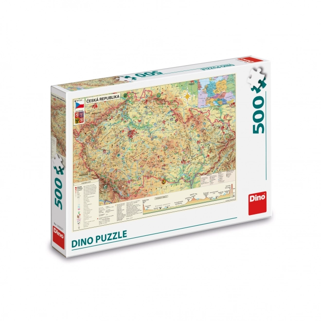 Puslespil Kort over Tjekkiet - 500 brikker