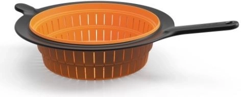 Sammenklappelig si i silikone/plast, 29 cm, sort/orange