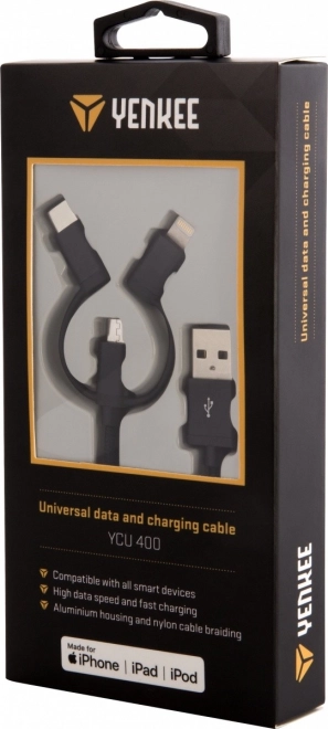 Universel opladerkabel 3-i-1 med USB-C, Micro USB og Lightning stik