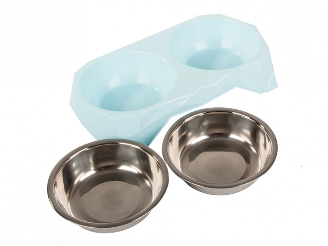 Dobbelt skål til hunde og katte 350 ml x 2