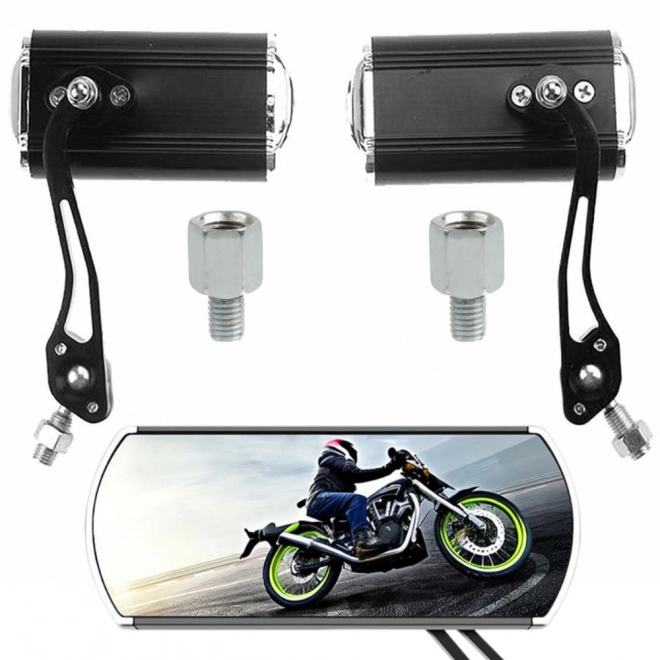 Aluminiumspejl til motorcykel med let holder og adapter