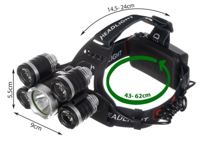 Pandelygte 5 x LED T6 CREE
