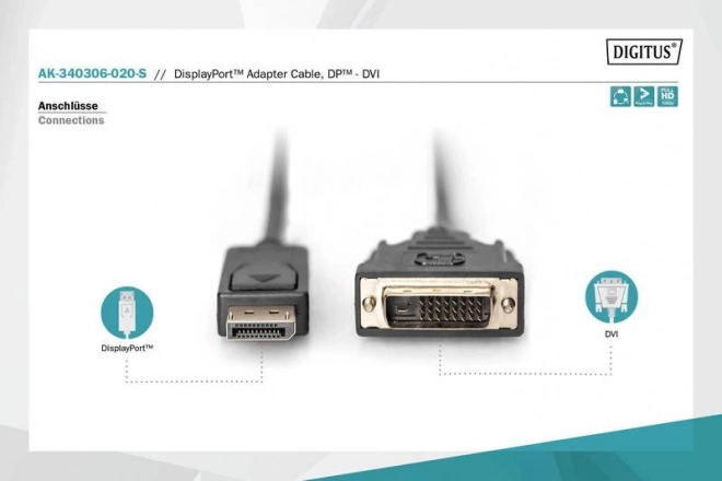 DisplayPort til DVI-D-kabel med låsemekanisme 2m