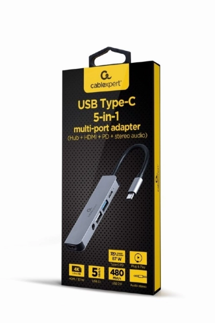 Adapter USB-C 5 i 1, PD, HDMI, Audio, USB 3.1, USB 2.0