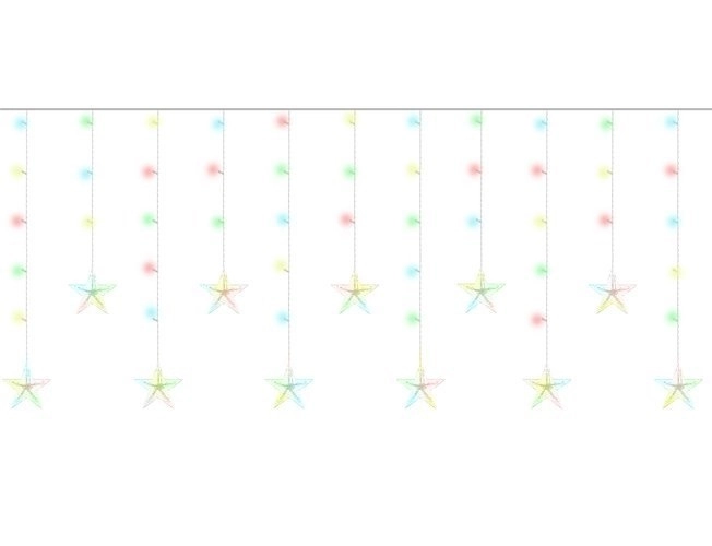 LED farvet gardin med stjerner - 2,5 m, 108 LED