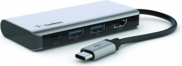 USB‑C 4‑i‑1 multiportadapter med 4K HDMI og 100 W strømforsyning