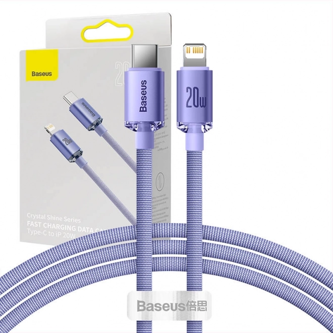 Baseus Crystal Shine opladerkabel USB-C til Lightning lilla 20W