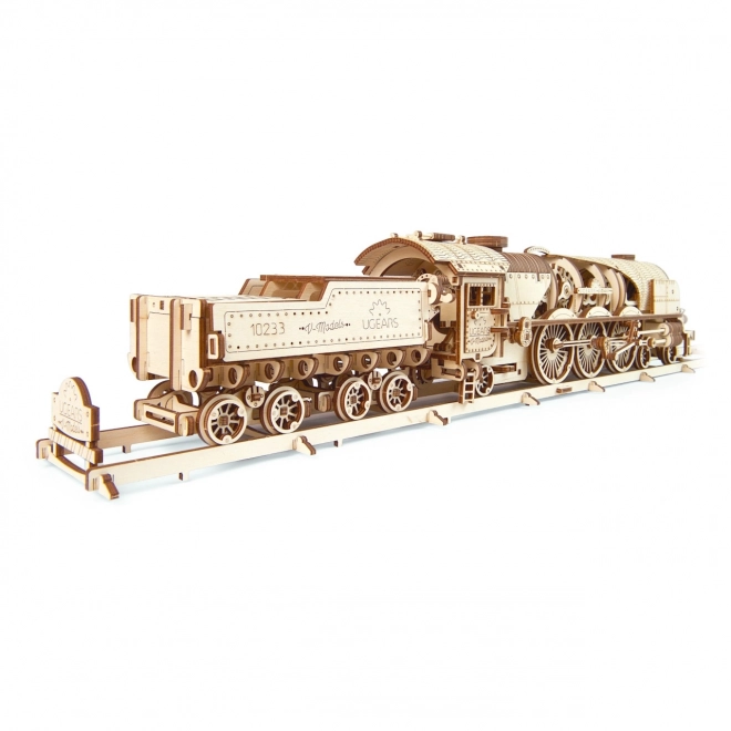 Ugears 3D puslespil - Lokomotiv V-express med vogn 538 dele
