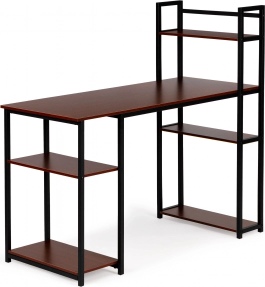 Skrivebord med hylder i loftstil lys eg - mørk bronze