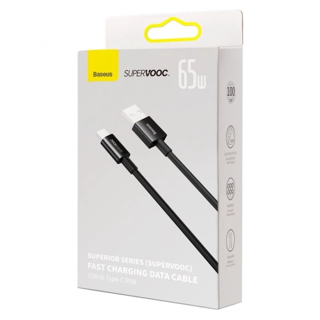 Kabel Baseus Superior Series USB-C 65W, 1 m sort