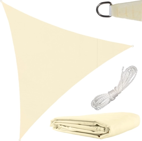 Solsejl trekant 3 × 3 × 3 m beige