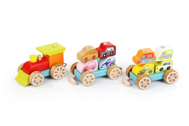 CUBIKA 13999 Tog med biler - træ puslespil 14 dele