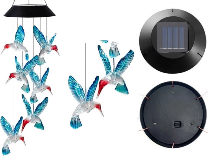 Solcellelys Kolibrier LED farver