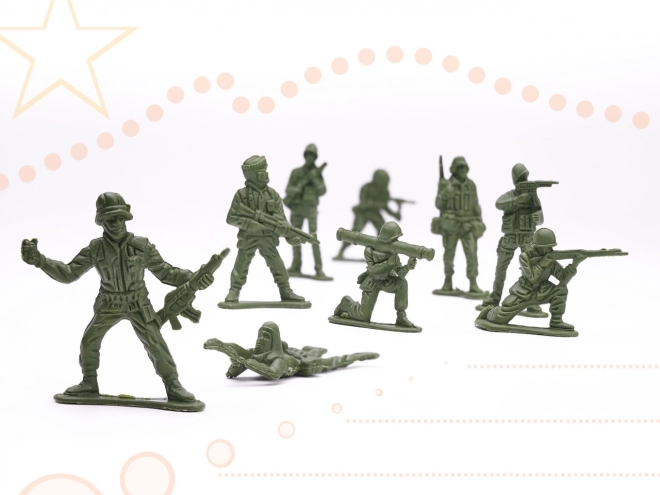 Sæt med soldaterfigurer + militærbase 114 dele
